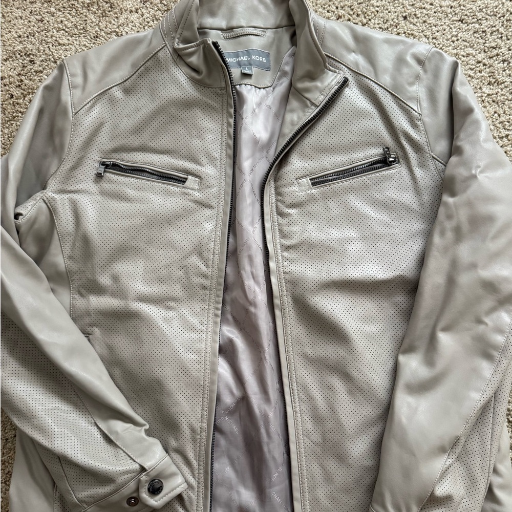 Michael Kors Beige Leather Jacket